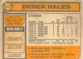 1978-79 Topps #276 Derek Hales Back