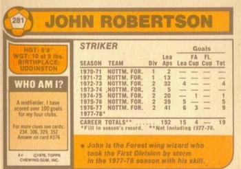 1978-79 Topps #281 John Robertson Back