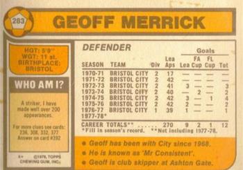 1978-79 Topps #283 Geoff Merrick Back