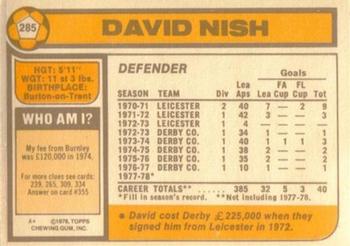 1978-79 Topps #285 David Nish Back