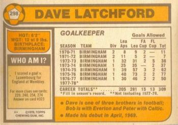 1978-79 Topps #298 Dave Latchford Back