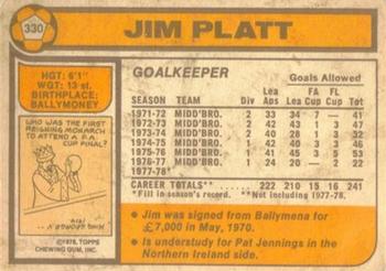 1978-79 Topps #330 Jim Platt Back