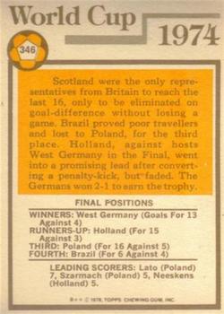 1978-79 Topps #346 World Cup - 1974 Back