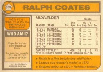 1978-79 Topps #359 Ralph Coates Back