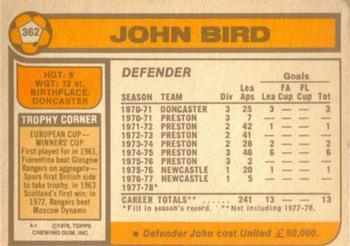 1978-79 Topps #362 John Bird Back