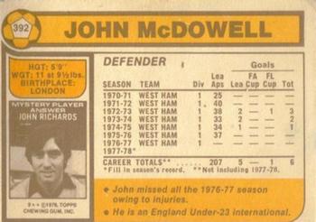 1978-79 Topps #392 John McDowell Back