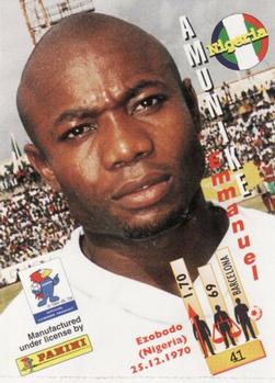 1998 Panini World Cup #41 Emmanuel AmunIke Back