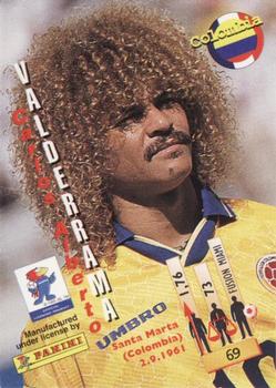 1998 Panini World Cup #69 Carlos Valderrama  Back