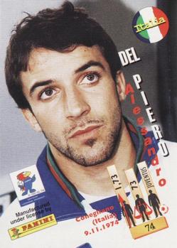 1998 Panini World Cup #74 Alessandro Del Piero Back