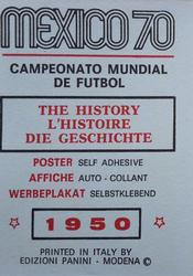 1970 Panini FIFA World Cup Mexico Stickers #NNO Poster Uruguay 1950 Back