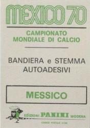 1970 Panini FIFA World Cup Mexico Stickers #NNO Flag Back