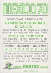 1970 Panini FIFA World Cup Mexico Stickers #NNO Viktor Serebzianikov Back