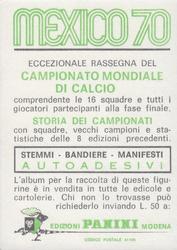 1970 Panini FIFA World Cup Mexico Stickers #NNO Atilio Ancheta Back