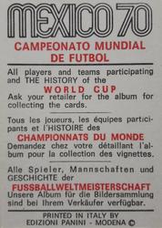 1970 Panini FIFA World Cup Mexico Stickers #NNO Said Ghandi Back