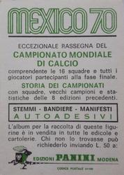 1970 Panini FIFA World Cup Mexico Stickers #NNO Berti Vogts Back