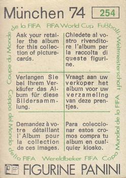 1974 Panini FIFA World Cup Munich Stickers #254 Dimitar Penev Back