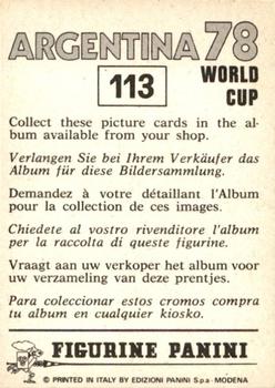 1978 Panini FIFA World Cup Argentina Stickers #113 Roberto Bettega Back