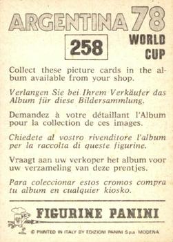 1978 Panini FIFA World Cup Argentina Stickers #258 Raul Plassmann Back