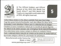 2010 Panini FIFA World Cup Stickers (Black Back) #5 Official Ball Back