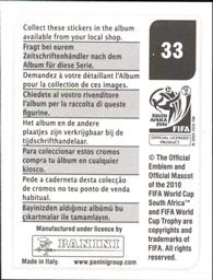 2010 Panini FIFA World Cup Stickers (Black Back) #33 Siboniso Gaxa Back