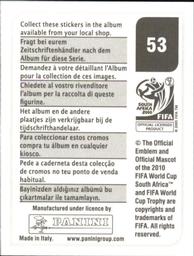 2010 Panini FIFA World Cup Stickers (Black Back) #53 Ricardo Osorio Back