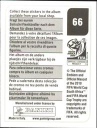 2010 Panini FIFA World Cup Stickers (Black Back) #66 Aldo De Nigris Back