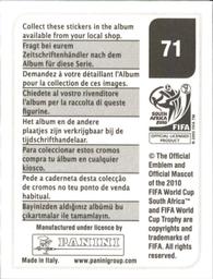 2010 Panini FIFA World Cup Stickers (Black Back) #71 Diego Lugano Back