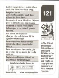 2010 Panini FIFA World Cup Stickers (Black Back) #121 Sergio Aguero Back