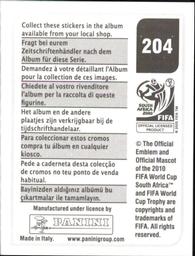 2010 Panini FIFA World Cup Stickers (Black Back) #204 Carlos Bocanegra Back