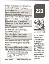 2010 Panini FIFA World Cup Stickers (Black Back) #223 Lounes Gaouaoui Back
