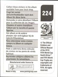2010 Panini FIFA World Cup Stickers (Black Back) #224 Antar Yahia Back
