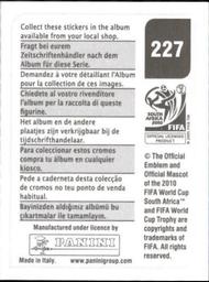 2010 Panini FIFA World Cup Stickers (Black Back) #227 Rafik Halliche Back