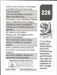 2010 Panini FIFA World Cup Stickers (Black Back) #228 Hassan Yebda Back