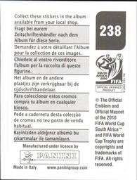 2010 Panini FIFA World Cup Stickers (Black Back) #238 Rafik Djebbour Back
