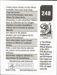 2010 Panini FIFA World Cup Stickers (Black Back) #248 Robert Koren Back