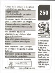 2010 Panini FIFA World Cup Stickers (Black Back) #250 Andrej Komac Back