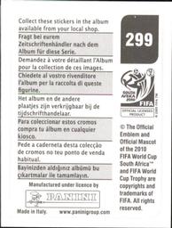 2010 Panini FIFA World Cup Stickers (Black Back) #299 Nemanja Vidic Back