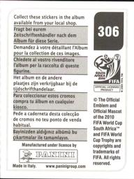 2010 Panini FIFA World Cup Stickers (Black Back) #306 Zdravko Kuzmanovic Back