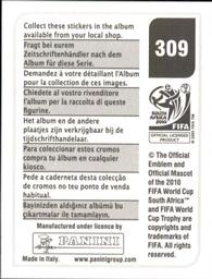 2010 Panini FIFA World Cup Stickers (Black Back) #309 Milos Krasic Back