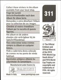 2010 Panini FIFA World Cup Stickers (Black Back) #311 Marko Pantelic Back