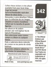 2010 Panini FIFA World Cup Stickers (Black Back) #342 Mark Van Bommel Back