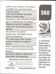 2010 Panini FIFA World Cup Stickers (Black Back) #360 William Kvist Back