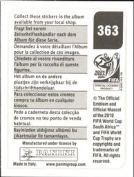 2010 Panini FIFA World Cup Stickers (Black Back) #363 Daniel Jensen Back