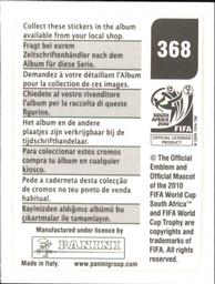 2010 Panini FIFA World Cup Stickers (Black Back) #368 Jesper Grønkjær Back