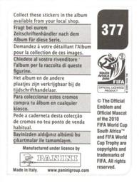 2010 Panini FIFA World Cup Stickers (Black Back) #377 Marcus Tulio Tanaka Back