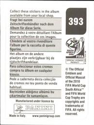 2010 Panini FIFA World Cup Stickers (Black Back) #393 Idriss Kameni Back