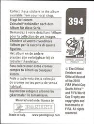 2010 Panini FIFA World Cup Stickers (Black Back) #394 Rigobert Song Back