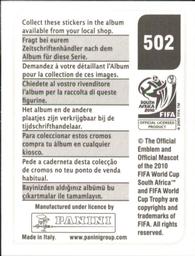 2010 Panini FIFA World Cup Stickers (Black Back) #502 Nilmar Back