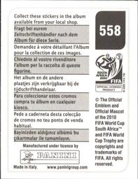 2010 Panini FIFA World Cup Stickers (Black Back) #558 Simão Back