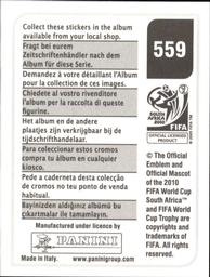 2010 Panini FIFA World Cup Stickers (Black Back) #559 Cristiano Ronaldo Back